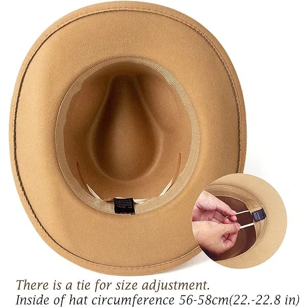 /EA/Western Cowboyhatt Bred Brett Utendørs Fedora Hatt, Kamel