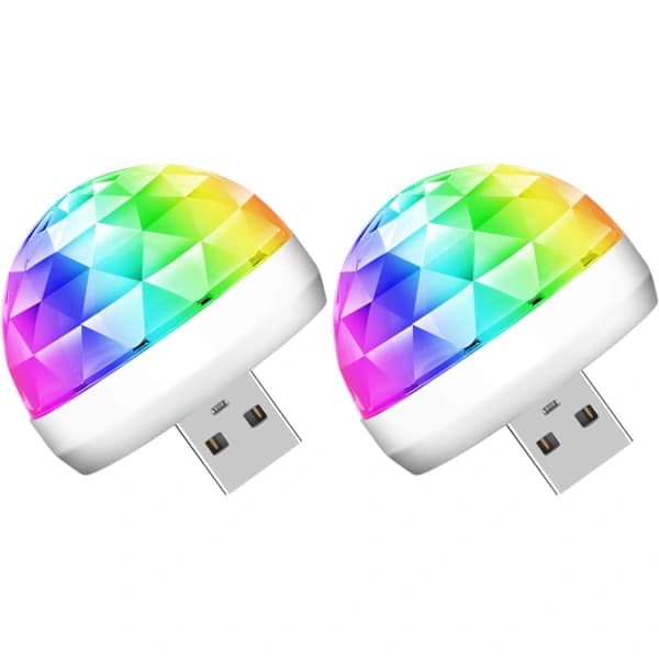 /EA/Mini USB Diskokule Partylys, Lydaktivert DJ Scene Strob