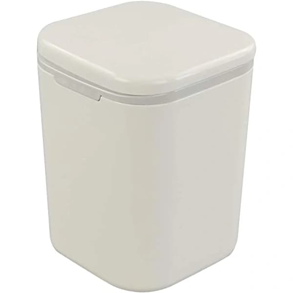 /EA/ Mini skrivbords papperskorg med tryckknapp och lock - 1,8 l (vit)