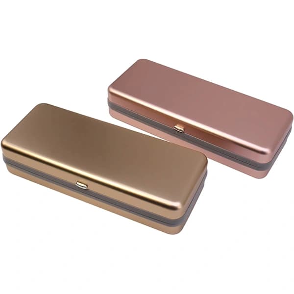 /EA/Aluminiumglasögonfodral, 2-pack - Rosa + Guld, Stor