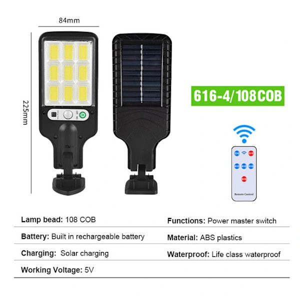 /EA/Utomhus Vattentät Rörelsesensor Solcellsdriven Gatubelysning D