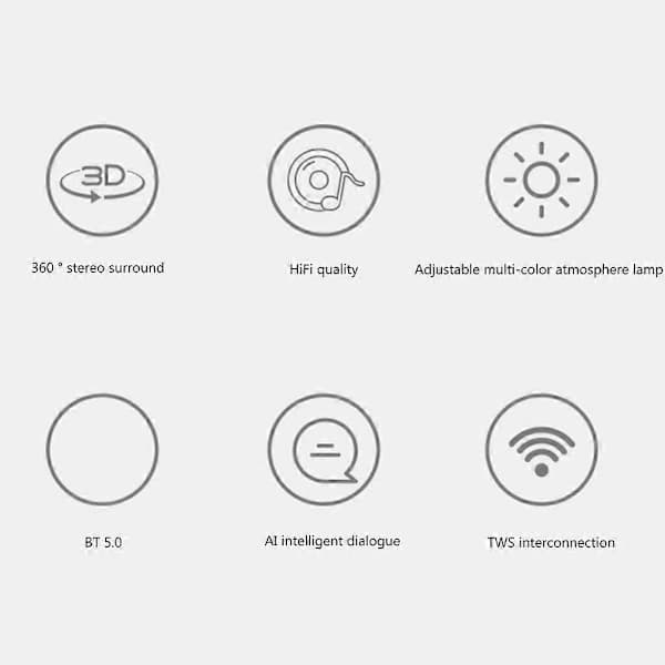 /EA/Bluetooth-kompatibel Højttaler Stemmestyring Touch Natlampe 3D Surroundlyd