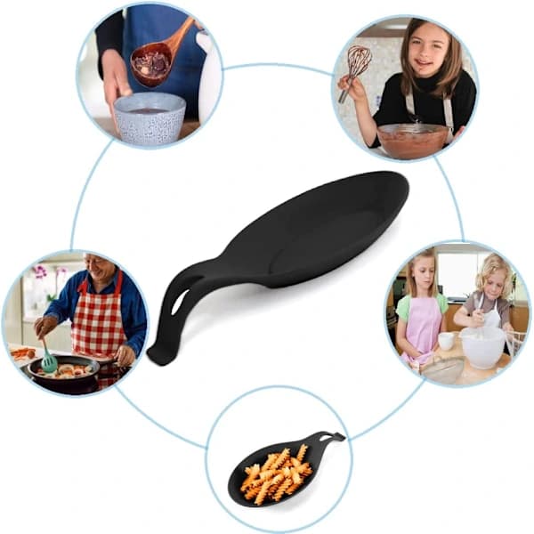 /EA/Musta silikonilusikkalusta, silikonilusikkalusta keittiöön, sili