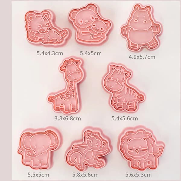 /EA/[8-delars set] Skogsdjurskexform för kakor tecknad giraffpress c