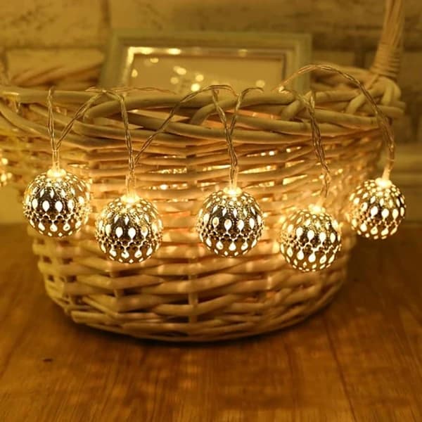 /EA/3 m 30 LED Globe Slingor, Silver Marockansk Party Hängande