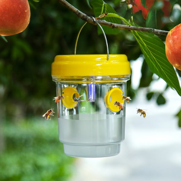 2-pack solcellsdrivna getingfällor, utomhushängande fällor för bålgetingar, snickarbin, getingfångare, bifångare, insektsfångare Yellow 2pcs