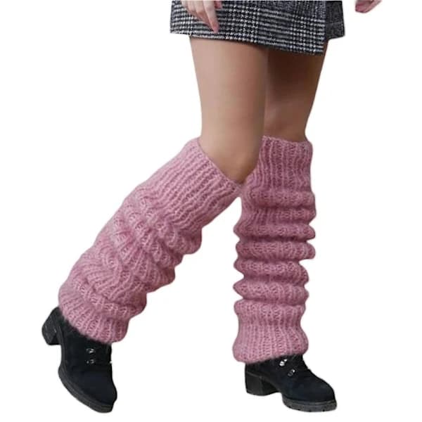 /EA/Damestrømper Benvarmere Strikkede Lange Strømper Slouch Strømper Pink