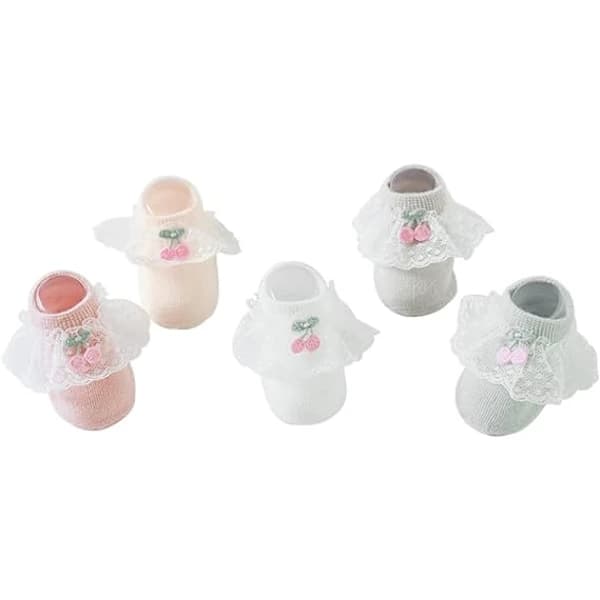 /EA/6-18 måneder Multipack søde blomstermønstre babypigestømper med flæse
