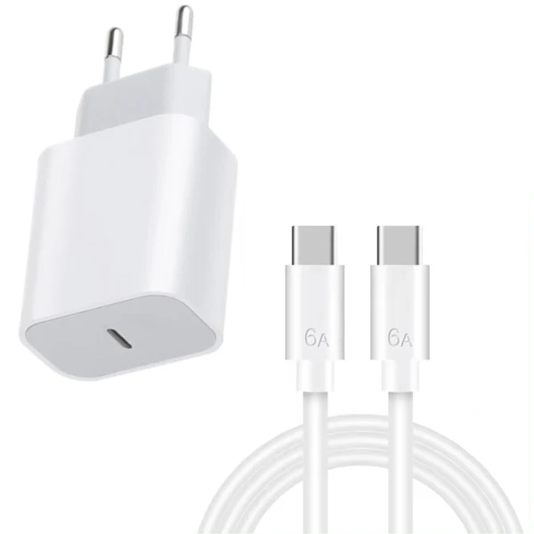 /EA/USB-C Hurtiglader 20W + 2M Kabel – iPhone 15/16 & Android