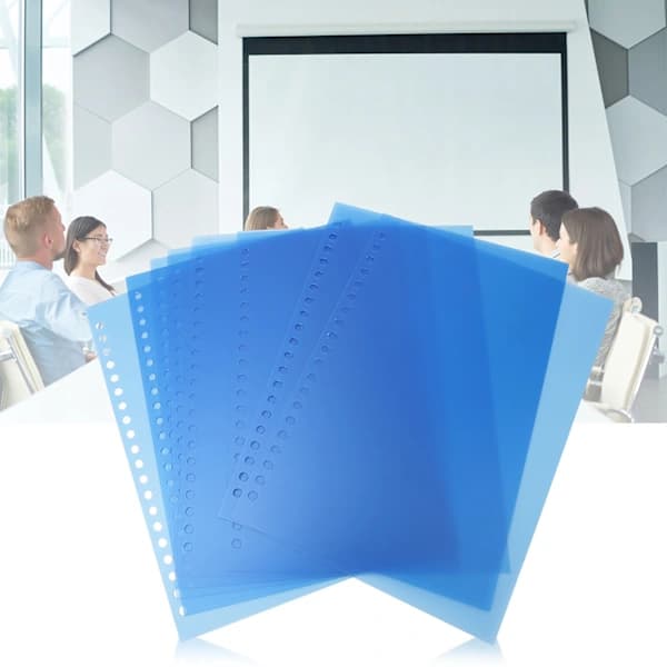 /EA/10 stk. blå 20 huller A5 transparent PP bindemiddelfilm omslag hullet dokumentmapper Ket