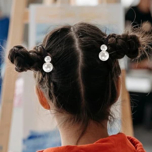 /EA/3 stk. jenter perle scrunchies, hårstrikker, pannebånd, hårstrikker, elastiske hårstrikker og hestehaleholdere med elastisitet B