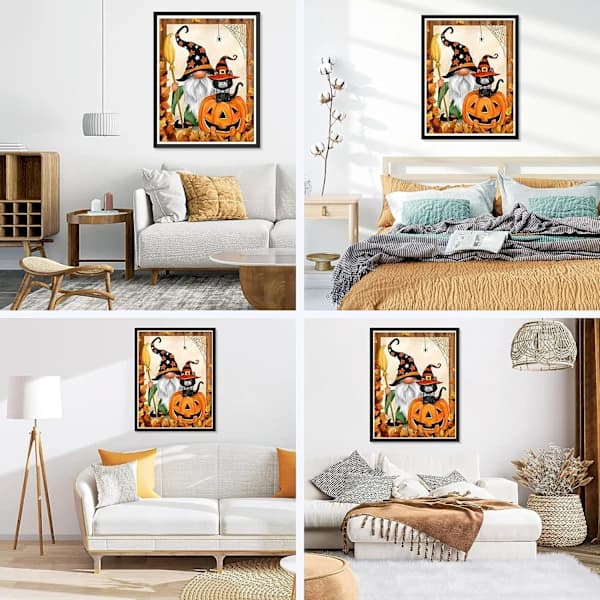 /EA/30*40cm Halloween-gnomer Diamantmaling Voksen, 5D Gresskar Diamon