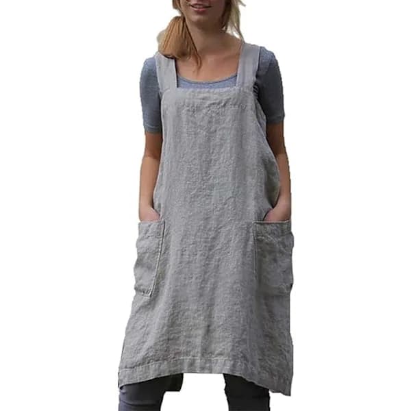 /EA/L Kjøkkenforkle Pinafore Forkle Hagearbeid Bomull Lin Framlomme