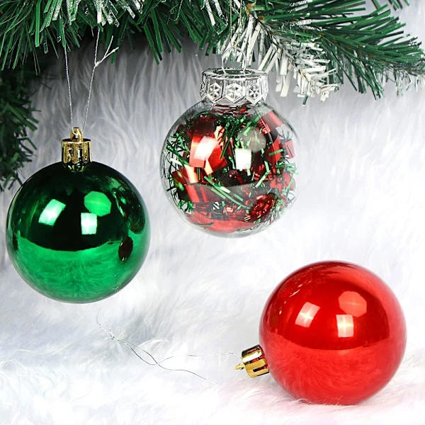 /EA/6 CM Grønne og røde julekuler, juletrepynt,
