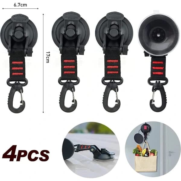 Camping Suction Cup, 4 Powerful Suction Cup Hooks for Camping Tent