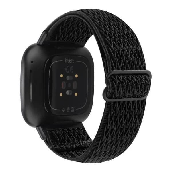 Kudottu nylonranneke Fitbit Versa 3/Sense - Ranneke Musta