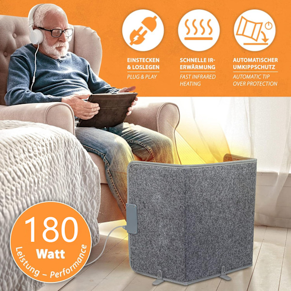 Infraröd Skrivbordsvärmare 51 x 100 cm Värmepanel 170 W Extravärmare EU