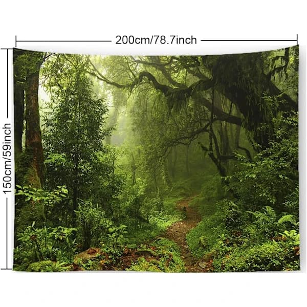 /EA/(150x200cm,59\"X79\") Skogstapet Stor Grönt Träd Vit M