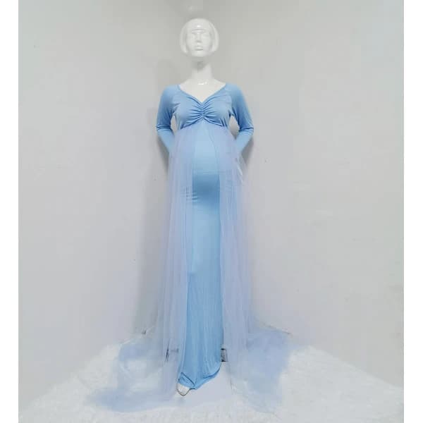 /EA/Elegant gravidklänning figursydd lång - halsringning slim fit Ma