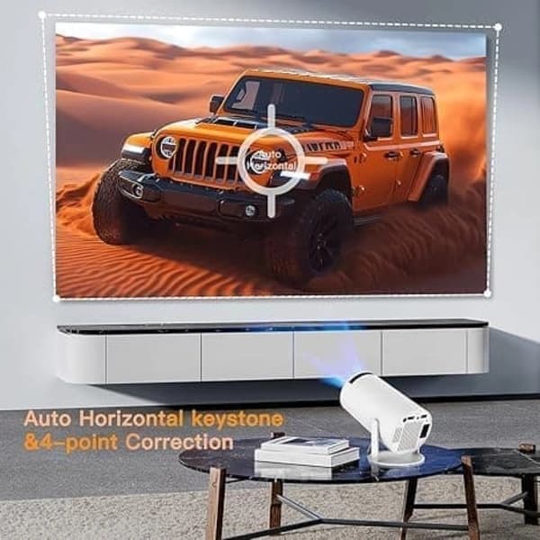 HY300 Pro Mini Projektor 4K Stöd Android 12 WiFi 6 Bluetooth 5.2 Automatisk Keystone för Hemmabio Resor Vit