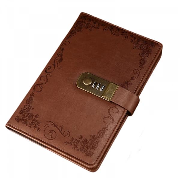 /EA/Dagbog med lås notesbog A5, vintage låsbar papir Pu Leat