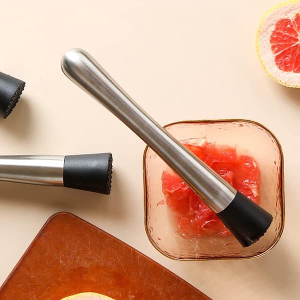 2-pack muddlare i rostfritt stål, 20 cm cocktailmuddlare för krossning av is, frukt, örter och kryddor, silver