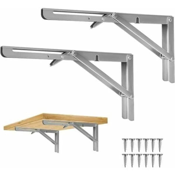 /EA/Vikbart hyllfäste 300MM, LYCXAMES 2st Vikbart konsolfäste Tillverkat av 304 rostfritt stål, vikbart vägghyllfäste