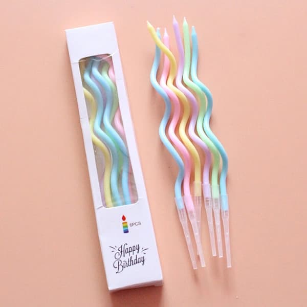 /EA/6 stk. Spiral Lys Farve Pastel Regnbue Dekoration