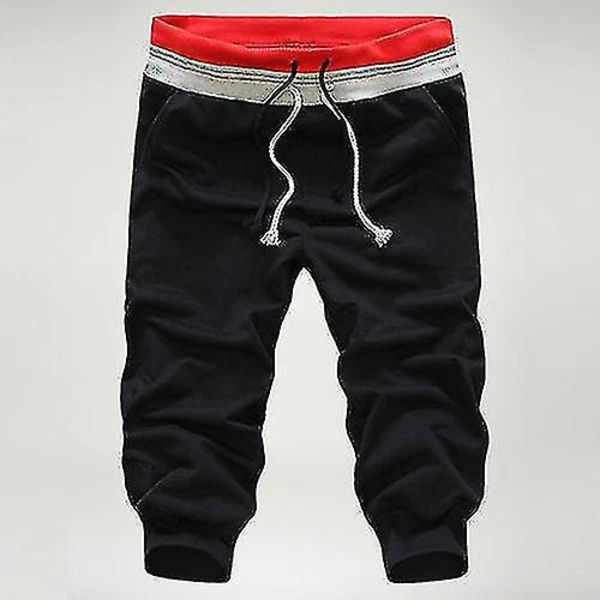 /EA/Grå herr 3/4 cargoshorts med elastisk midja och joggingstil
