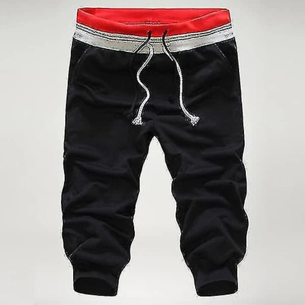 /EA/Grå herre 3/4 cargoshorts med elastisk linning og joggestil