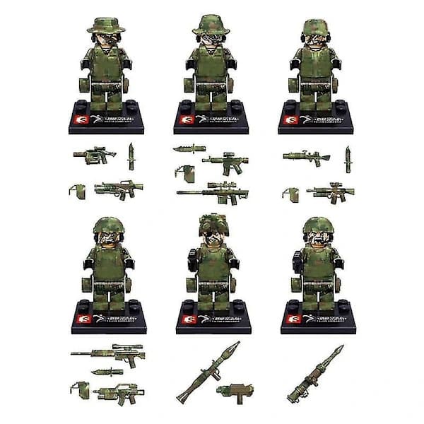 /EA/6 st Falcon Commando Minifigur Militär Monteringsleksak - Perfet-max