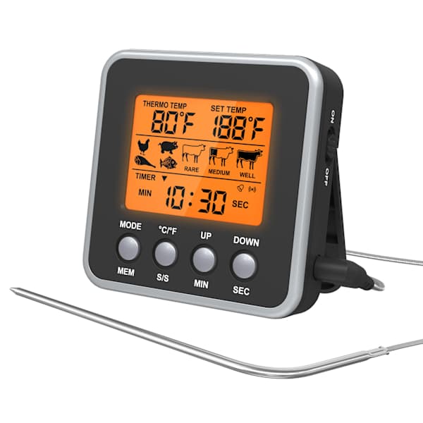 /EA/Digital Utomhuskötttermometer BBQ Ugnstermometer med Stor LCD-Skärm för Kök