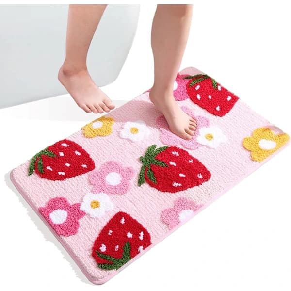 /EA/(Rosa, 45x65cm) Badeværelsesmåtte skridsikker absorberende vaskbar dørmåtte