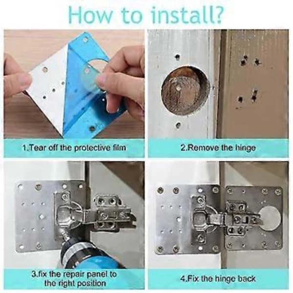 /EA/Skåpsgångjärn Reparationsplatta Rostfritt Stål Silver 9x9 cm 2-pack