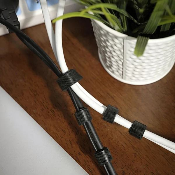 /EA/(30 stk.) 40 cm Sorte Kabelbindere, Genanvendelige Kabelbindere, Omvendt Krog og L