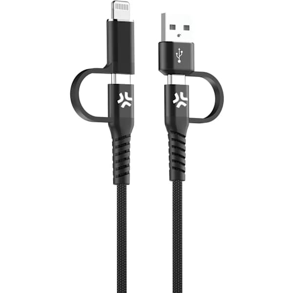 /EA/4-i-1-kabel USB-C/USB-A til USB-C/Lightning Maks 60W 2 m Svart