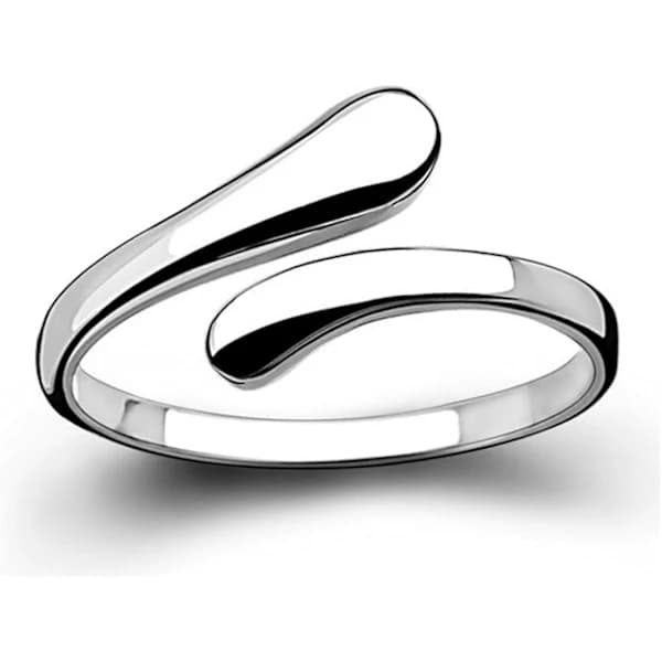Dam 925 Sterling Silver Enkla Öppna Justerbara Ringar