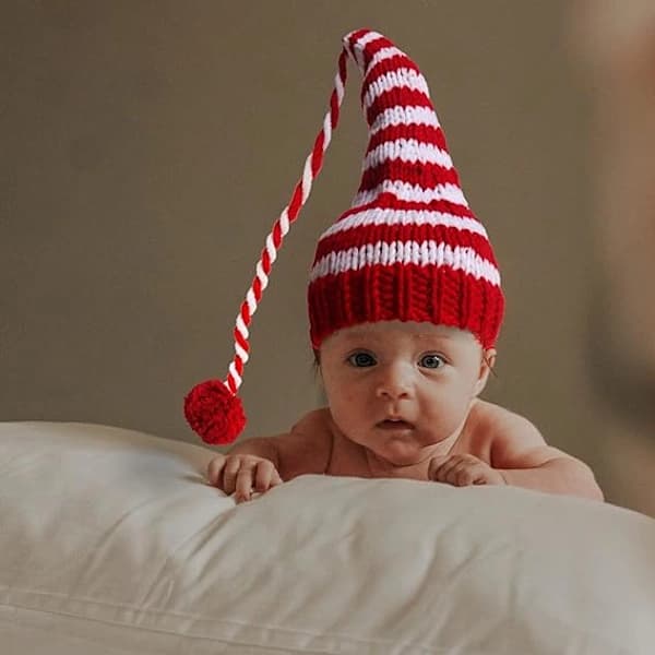 /EA/Handgjord stickad ull barnfotografering lång svans ba hatt nyfödd