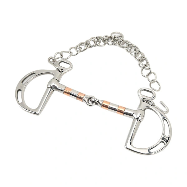 /EA/Rustfrit Stål Kobber D-Ring Snaffle Bid med Kæde til 125mm Hestemund