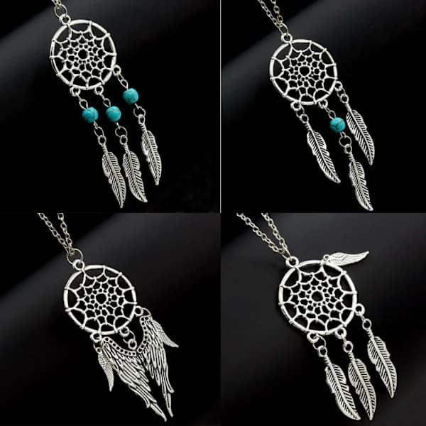 /EA/Halskjede Drømmefanger Mandala Turkis Boho Hippie Turkis
