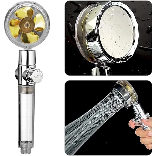 /EA/##/(Blå) LED Dusjhode med Temperatur - 3 Farger - Med Digital Temperaturvisning##/