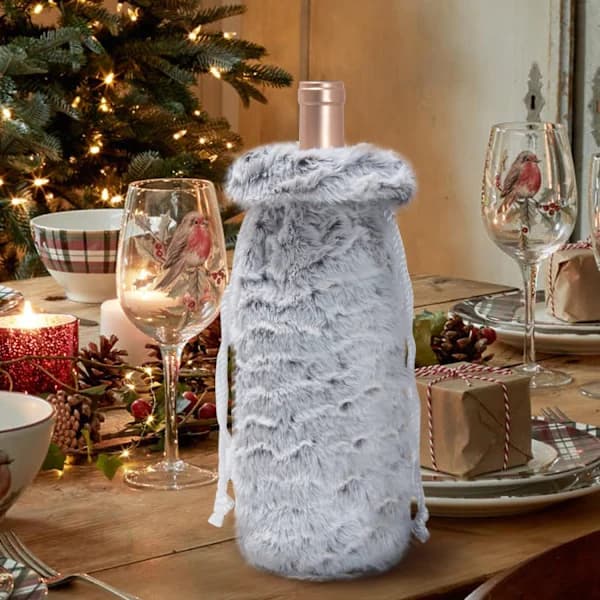/EA/4 st Jultomte Vinflaskfodral Hotell Restaurang Bordsdekoration