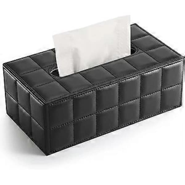 /EA/ Rektangulär Tissue Box i Läder (Svart)