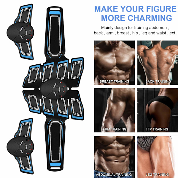 Muskelformare ABS Stimulator Träningsbälte Slimmande Magutrustning Midja Smart Fitnessutrustning Män Kvinnor Mage/Ben Hemmakontor Träning G