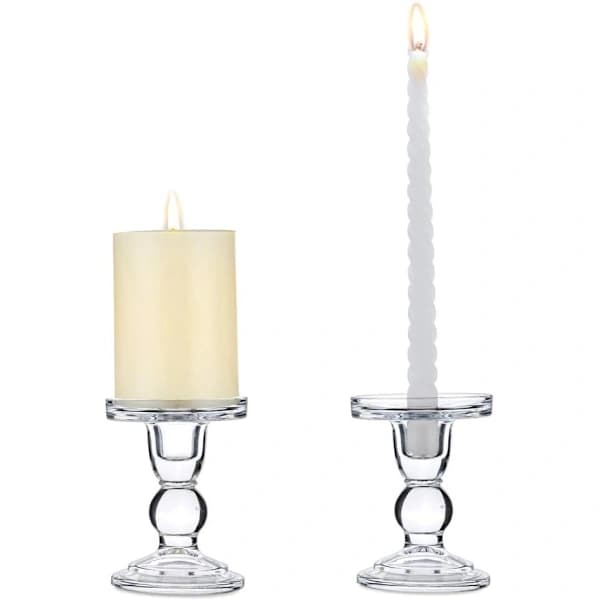 /EA/ 2 st Ljusstakar i Klart Glas, Höjd 11,5 cm D