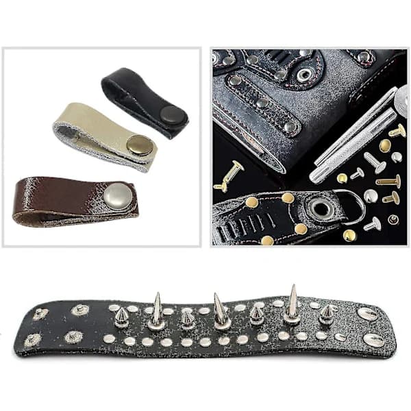 /EA/Læder Nitter 240 Sæt 2 Størrelser Dobbelt Hætte Nitter Rørformede Metal Studs