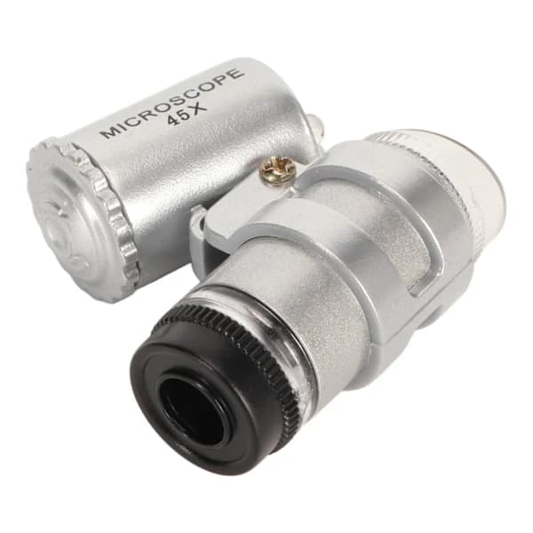 /EA/45X Mini Lommemikroskop Justerbart bærbart forstørrelsesglas med 2 LED-lys til antikviteter smykker