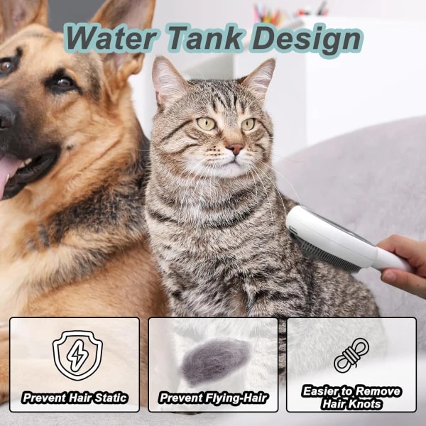Kattborste med vatten, klibbig borst för katter 2.0, 2-i-1 rengöringsborste för katter [200 ml tvättfri essens + 100 mjuka bomullshanddukar]