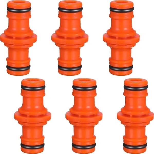 6-pack dubbla slangkopplingar för trädgårdsslangar (orange)