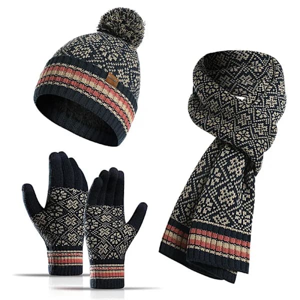 /EA/Vinter varmhållande kostym stickad ull akryl mössa halsduk handskar
